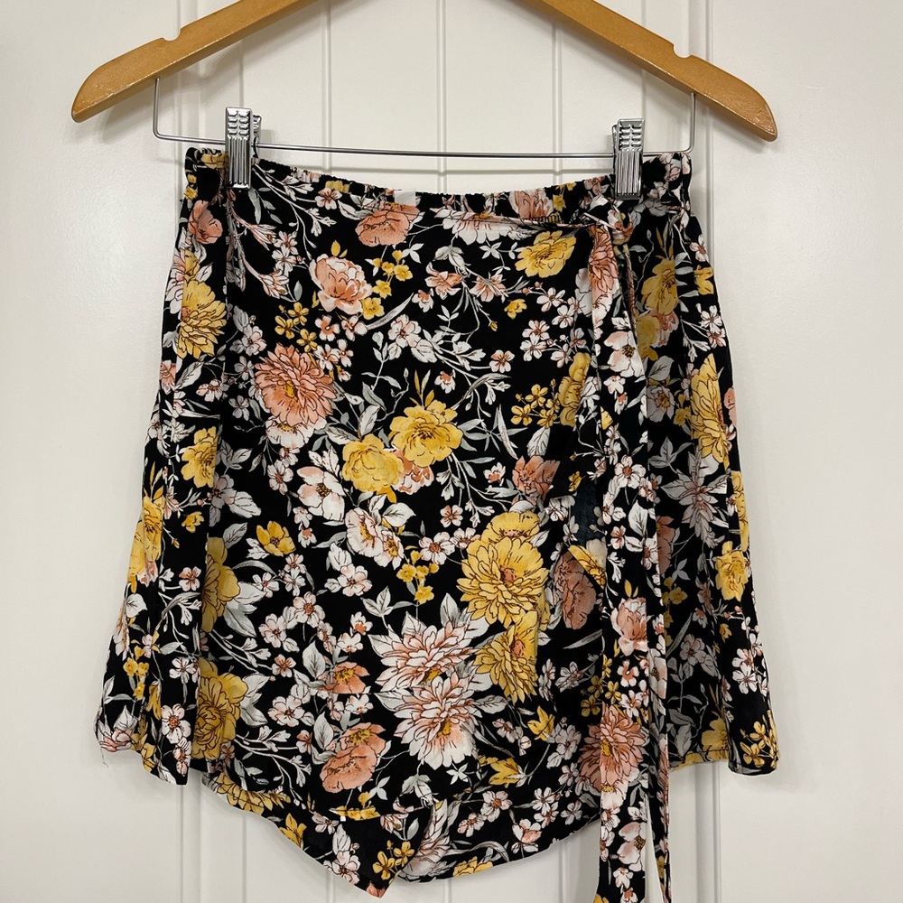 Black floral shorts